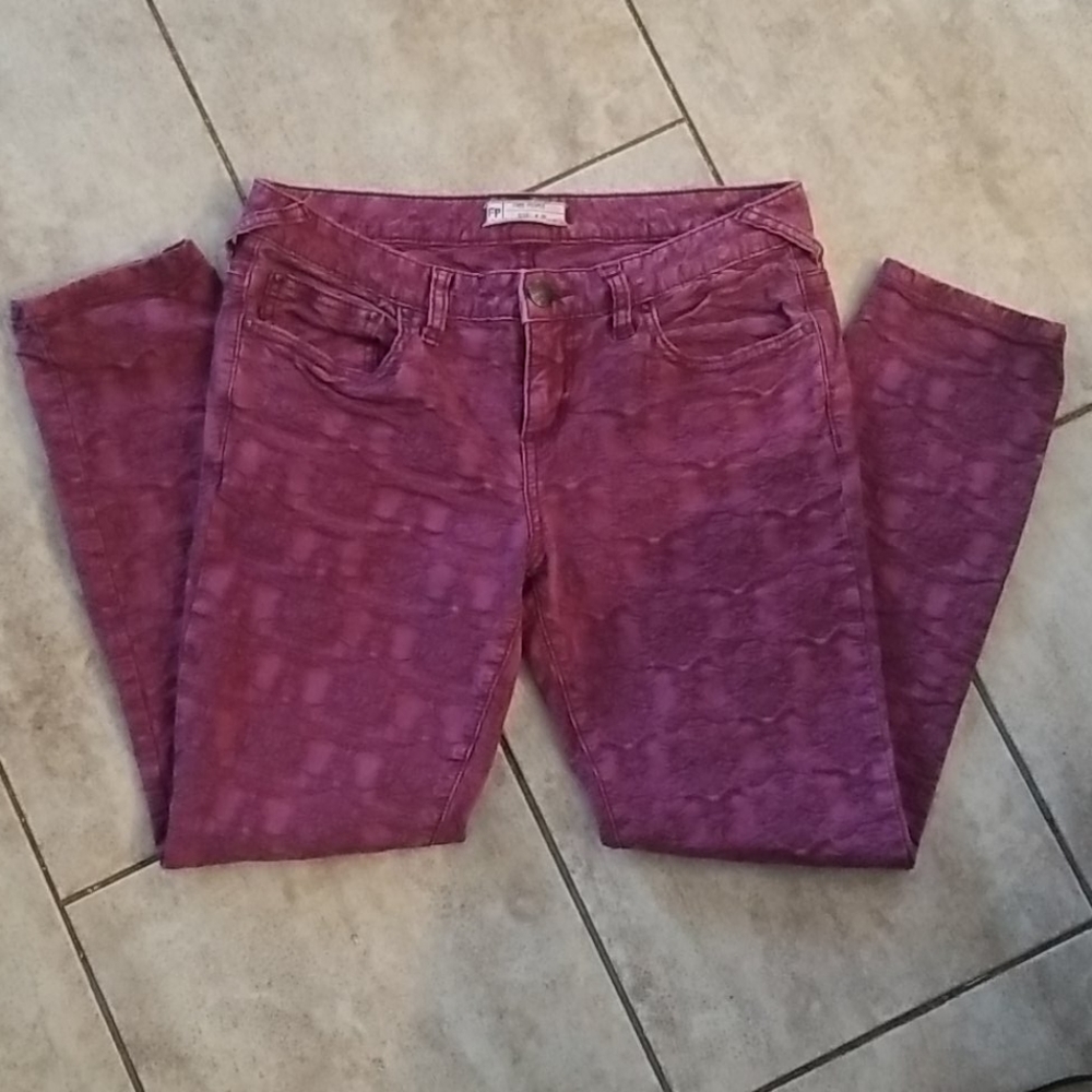 Free People Pink, Textured 5-Pocket Jeans- Size 29